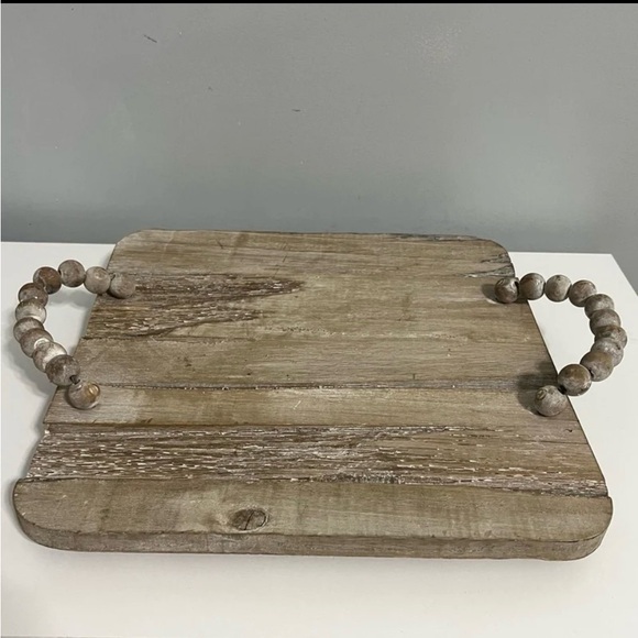 Wood Tray ONLY, With Beaded Handles - Picture 4 of 11